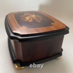Reuge Music Box, Solid Walnut Wood Inlaid Antique Ornament