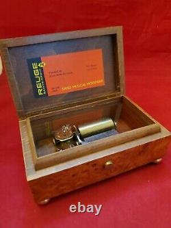 Reuge Music Box in Burl Wood Case with 36 Note 2 Tune Movement. Hear it Play