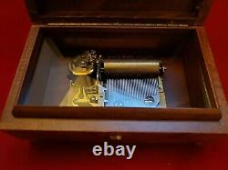 Reuge Music Box in Burl Wood Case with 36 Note 2 Tune Movement. Hear it Play