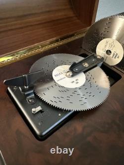 Reuge Music Treasure Chest Disc Movement Music Box with10 Discs Swiss Wood Inlay