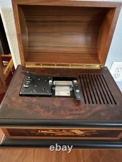 Reuge Music Treasure Chest Disc Movement Music Box with10 Discs Swiss Wood Inlay