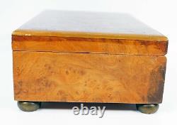 Reuge Sainte Croix Swiss Music Box 4/50, Burl Wood with Brass Inlay, Vintage