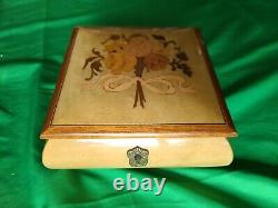 Reuge Swiss Jewelry Music Box with Inlaid Wood The Impossible Dream With Key