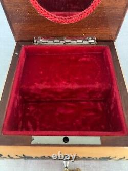 Reuge Swiss Movement Inlaid Lacquered Wood Music Jewelry Box W / Key Video