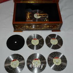 Reuge Switzerland Wood Inlay 12 Music Box 6-discs & Mfr's Box Axa7255820000031