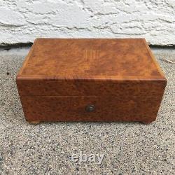 Reuge Vintage Music Box Burl Wood Auld Lang Syne Gypsy Baron Waltz 44 Note