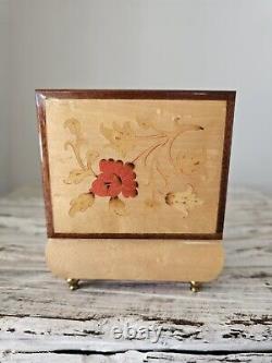 Reuge Wood Burl Music Box Swiss Movement''You've Got A Friend'' Italy Floral