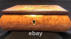 Reuge Wood Inlay Lacquered Footed Jewelry Music Box Plays Music Box Dancer VGC