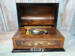 Reuge Wood Treasure Chest 4.5 Disc Music Box Inlay 9 Discs Paperwork
