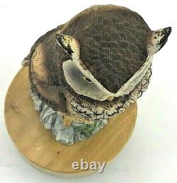 Reuge Wooden Music Box Owl Spinning Aloha Oi Vintage Musical Wood Figurine