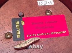 Reuge bell-shaped music box wooden wedding march marche nuptiale Swiss used