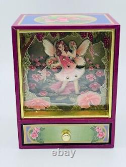 Rita Ford Music Box 65th Anniversary Tale From Viena Wood Fairy Pink Flowers NIB