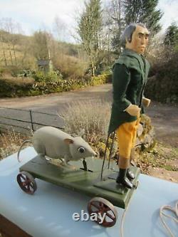 Robert Burns Pursued by A Giant Mouse Automaton Pull Along Figure