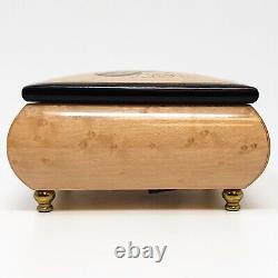 Rodi Glossy Wood Marquetry Music Box 18-Note Reuge Swiss Movement Edelweiss