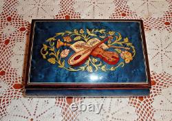Romance Music Lacquered Wood Box withMusic Instruments Inlaid Plays Beethoven