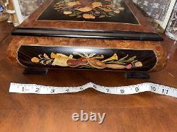 Romance Reuge Floral Inlaid Jewerly Music Box Made In Italy Vienna Woods