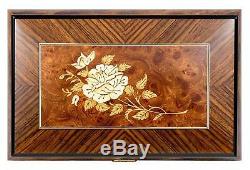 Rose Flower Italian Hand Crafted Inlaid Wood Music Box Sleeping Beauty Theme