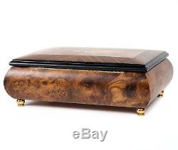 Rose Flower Italian Hand Crafted Inlaid Wood Music Box Sleeping Beauty Theme