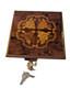 Rouge Italian Inlaid Wood Music/jewelry Box W Key High Gloss