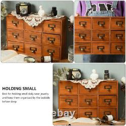 Rustic Card Catalog Drawers Storage Box Music Jewelry Bedside Table Rings