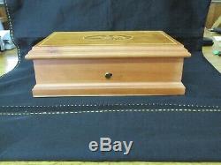 S38 Collectible Cherry Wood Inlaid Music Box By Ira Lesher & Son Marion Pa 1970