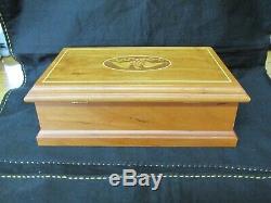 S38 Collectible Cherry Wood Inlaid Music Box By Ira Lesher & Son Marion Pa 1970