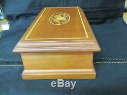 S38 Collectible Cherry Wood Inlaid Music Box By Ira Lesher & Son Marion Pa 1970