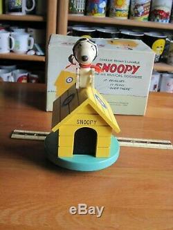 SNOOPY / PEANUTS LOT Of 2 WOOD MUSIC BOXES SCHMID VINTAGE