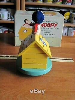 SNOOPY / PEANUTS LOT Of 2 WOOD MUSIC BOXES SCHMID VINTAGE