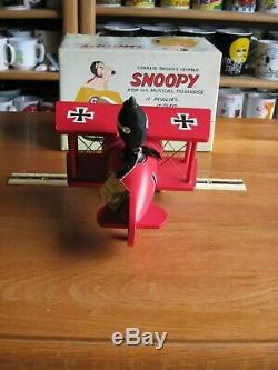 SNOOPY / PEANUTS LOT Of 2 WOOD MUSIC BOXES SCHMID VINTAGE