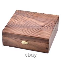 SOFTALK Vintage Square Wood Jewelry Box Rhyme of Spring Music Box Keepsake Mu