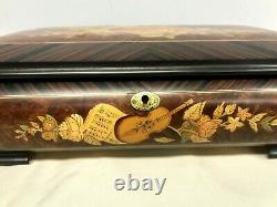 SORRENTO ITALY WOOD INLAY w VIOLIN FLOWERS MUSIC BOX WHEN YOU WISH UPON A STAR