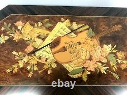 SORRENTO ITALY WOOD INLAY w VIOLIN FLOWERS MUSIC BOX WHEN YOU WISH UPON A STAR