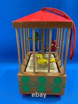 STEINBACH Music Box BIRDS CAGE Carved Wood Germany Vintage Chirping Ornament