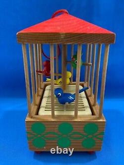 STEINBACH Music Box BIRDS CAGE Carved Wood Germany Vintage Chirping Ornament