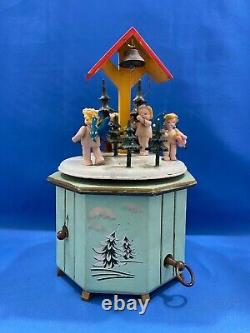 STEINBACH Music Box Christmas Angels Bell Carved Wood THORENS Germany Vintage