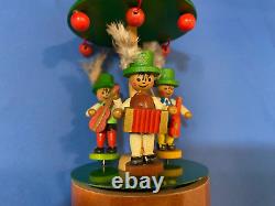 STEINBACH Music Box Musical Boys Carved Wood Germany Twirling Figures Vintage