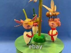 STEINBACH Music Box Musical Flowers Carved Wood Germany Twirling Figures
