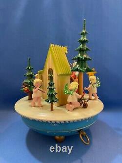 STEINBACH Music Box Nativity Carved Wood Thorens Germany Vintage 1950s