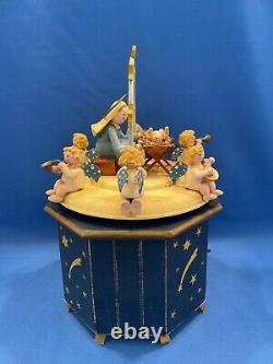 STEINBACH Music Box Nativity THORENS Carved Wood Germany Christmas Pre WWII