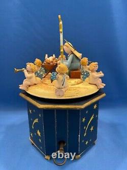 STEINBACH Music Box Nativity THORENS Carved Wood Germany Christmas Pre WWII