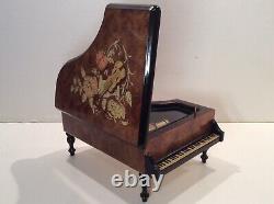 San Francisco Music Box Company Grand Piano Floral on Wood Musical Jewelry Box