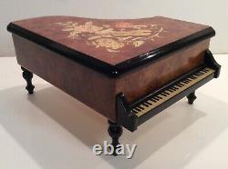 San Francisco Music Box Company Grand Piano Floral on Wood Musical Jewelry Box
