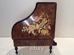 San Francisco Music Box Company Grand Piano Floral on Wood Musical Jewelry Box