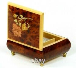San Francisco Music Box Italy Wood Vintage Wooden Inlaid Jewelry Trinket Floral