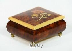 San Francisco Music Box Italy Wood Vintage Wooden Inlaid Jewelry Trinket Floral