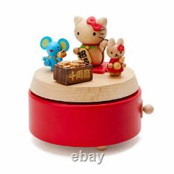 Sanrio HELLO KITTY Wooden Music Box Good Luck 10×10×11cm from Japan Novelty