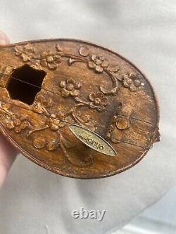 Sanyo Vintage Greek Hand Carved Wood Guitar Music Box Never on A Sunday WORKS