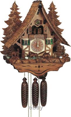 Schneider 18 Chalet Cukoo Clock with Moving Bears, Woodchucks and Water Wheel