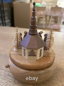 Seiffen Church Stille Nacht Music Box natural Wood